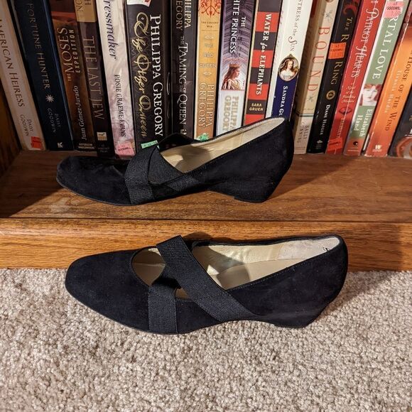PETER kaiser black suede round toe wedge sz 5 UK euc - Picture 2 of 5